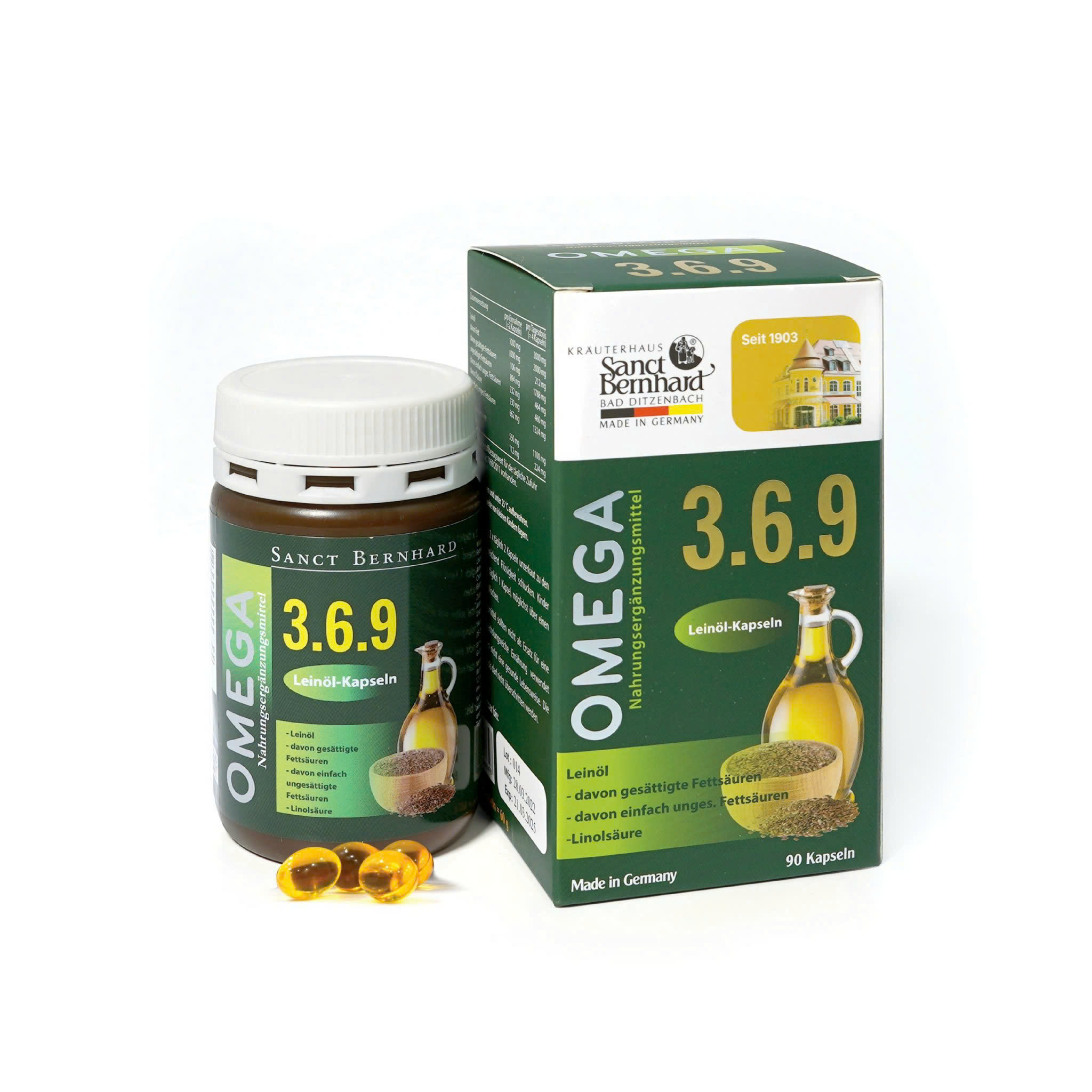 Viên uống Omega 3.6.9 Sanct Berhhard - Hỗ trợ giảm cholesterol trong máu (90 viên)