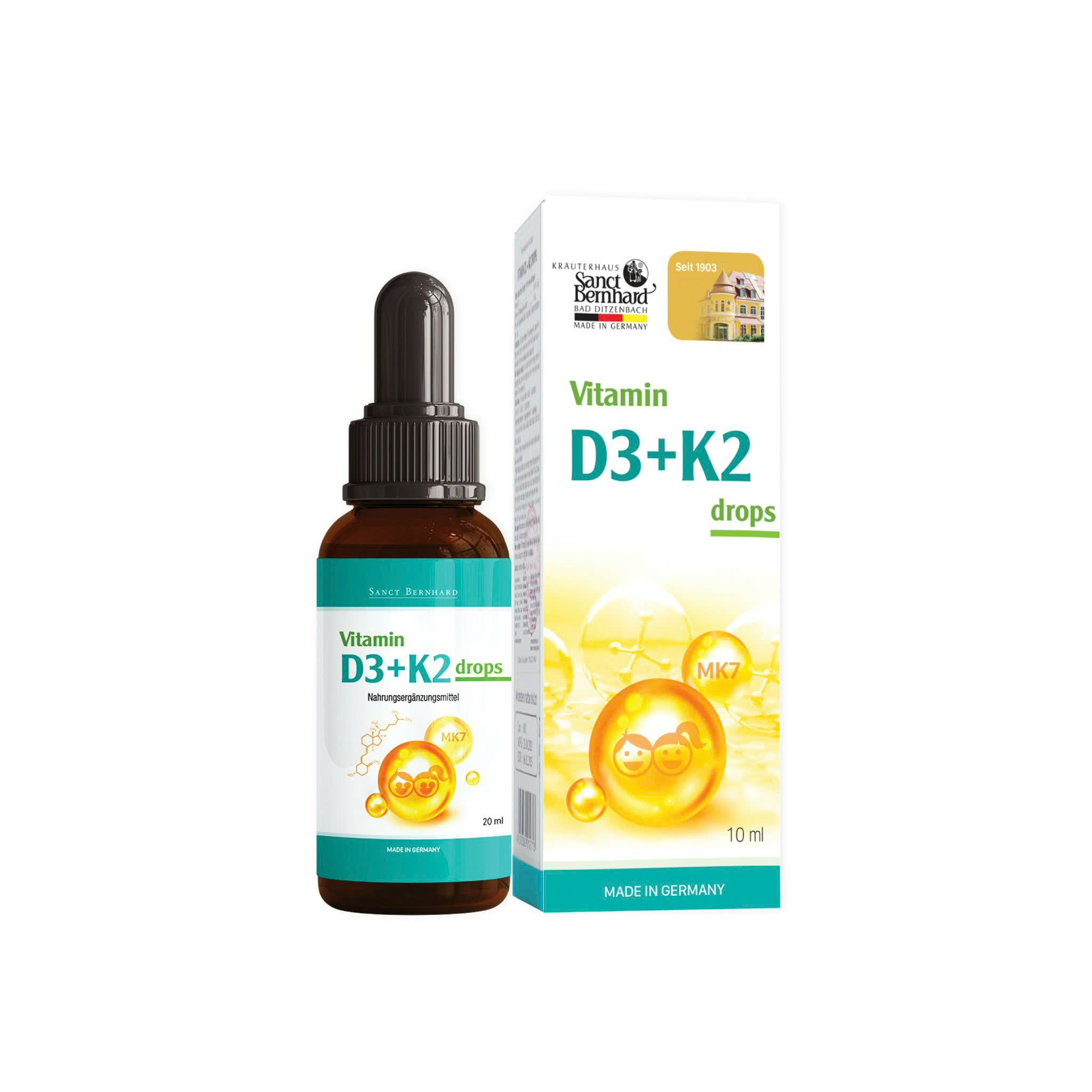 Vitamin D3 K2 MK7 Sanct Bernhard Đức - Tăng hấp thu Canxi (10ml)