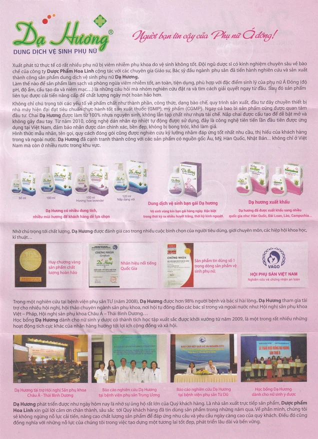 Dung dịch vệ sinh phụ nữ Dạ Hương vệ sinh nhẹ nhàng, dưỡng ẩm (Chai 120ml)