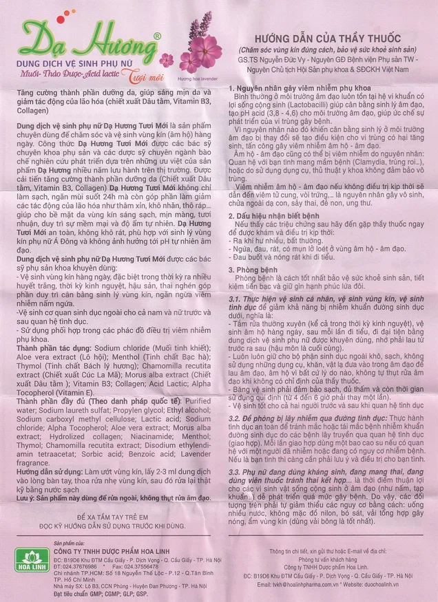 Dung dịch vệ sinh phụ nữ Dạ Hương hương Lavender vệ sinh nhẹ nhàng, giữ cân bằng pH (100ml)
