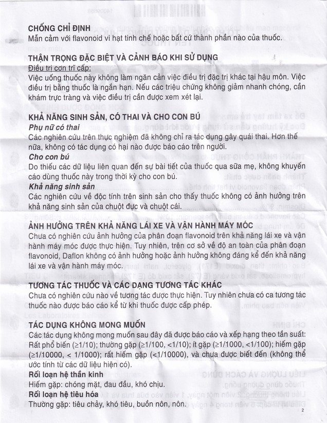 Thuốc Daflon 500mg Servier điều trị các triệu chứng liên quan đến suy giảm tĩnh mạch bạch huyết và trĩ cấp (60 viên)