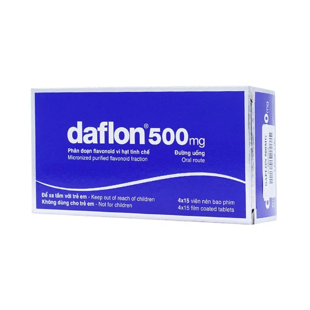 Thuốc Daflon 500mg Servier điều trị các triệu chứng liên quan đến suy giảm tĩnh mạch bạch huyết và trĩ cấp (60 viên)