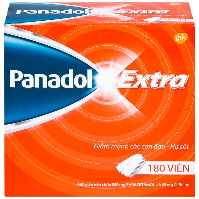 Viên nén Panadol Extra đỏ GSK giảm mạnh các cơn đau, hạ sốt, điều trị đau đầu, đau lưng (15 vỉ x 12 viên)