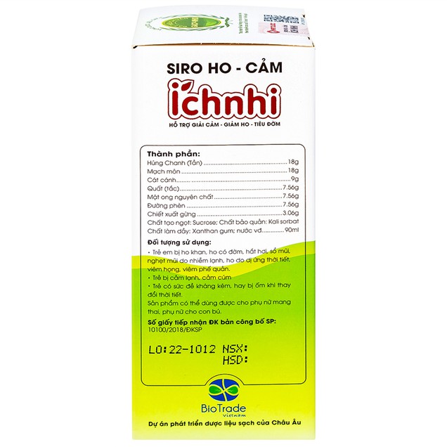 Siro ho cảm Ích Nhi Nam Dược hỗ trợ giải cảm, giảm ho, tiêu đờm (Lọ 90ml)