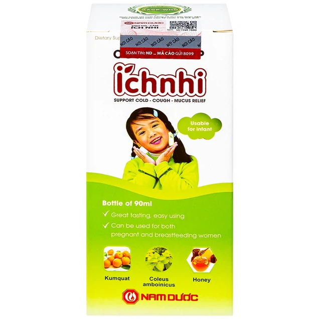 Siro ho cảm Ích Nhi Nam Dược hỗ trợ giải cảm, giảm ho, tiêu đờm (Lọ 90ml)