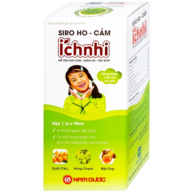 Siro ho cảm Ích Nhi Nam Dược hỗ trợ giải cảm, giảm ho, tiêu đờm (Lọ 90ml)
