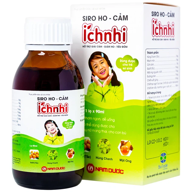 Siro ho cảm Ích Nhi Nam Dược hỗ trợ giải cảm, giảm ho, tiêu đờm (Lọ 90ml)