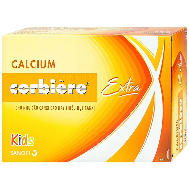 Calcium Corbie Extra kids dp Sanofi (H/30 ống )Thuốc Calcium Corbiere Kids Extra Sanofi bổ sung canxi cho trẻ em (3 vỉ x 10 ống x 5ml)