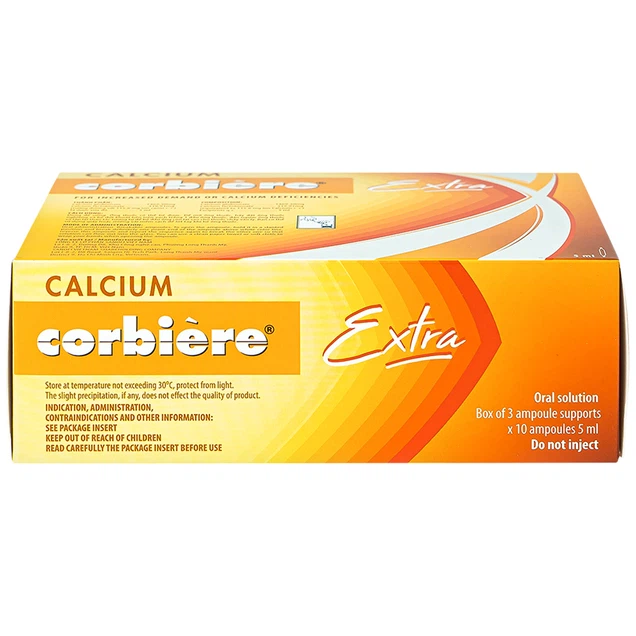 Calcium Corbie Extra kids dp Sanofi (H/30 ống )Thuốc Calcium Corbiere Kids Extra Sanofi bổ sung canxi cho trẻ em (3 vỉ x 10 ống x 5ml)