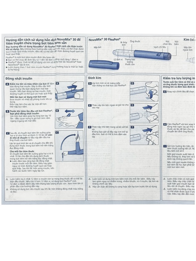 Bút tiêm NovoMix 30 FlexPen Novo Nordisk điều trị đái tháo đường (5 cây x 3ml)
