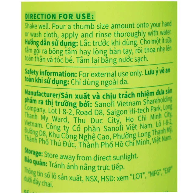 Sữa tắm gội cho bé Lactacyd Milky Baby Sanofi bảo vệ và nuôi dưỡng da (500ml)