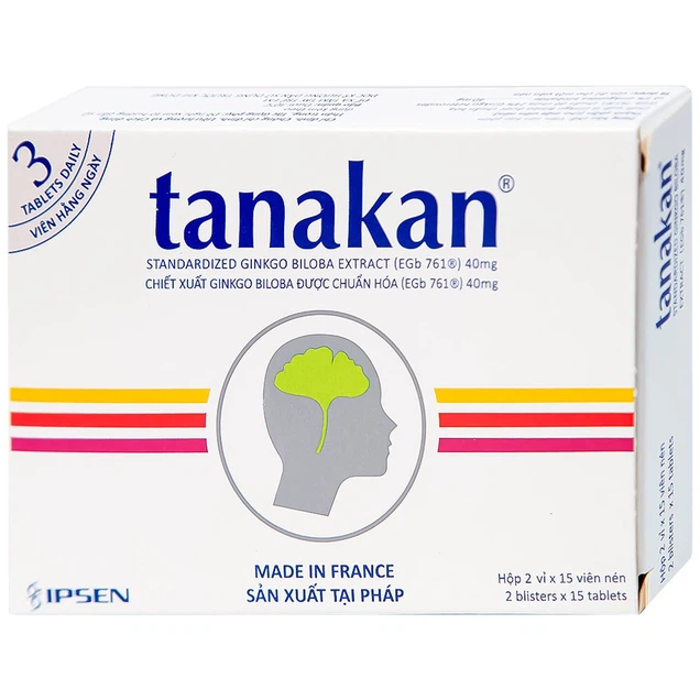 Thuốc Tanakan điều trị triệu chứng rối loạn nhận thức, rối loạn chú ý và trí nhớ (2 vỉ x 15 viên)