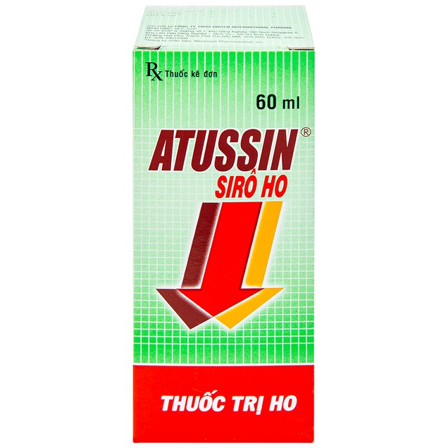 Siro ho Atussin United hỗ trợ giảm các triệu chứng ho (60ml)