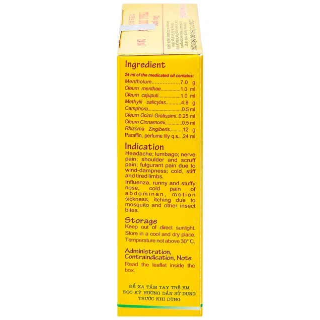 Dầu gừng Thái Dương điều trị đau đầu, đau lưng, đau dây thần kinh vai gáy (24ml)
