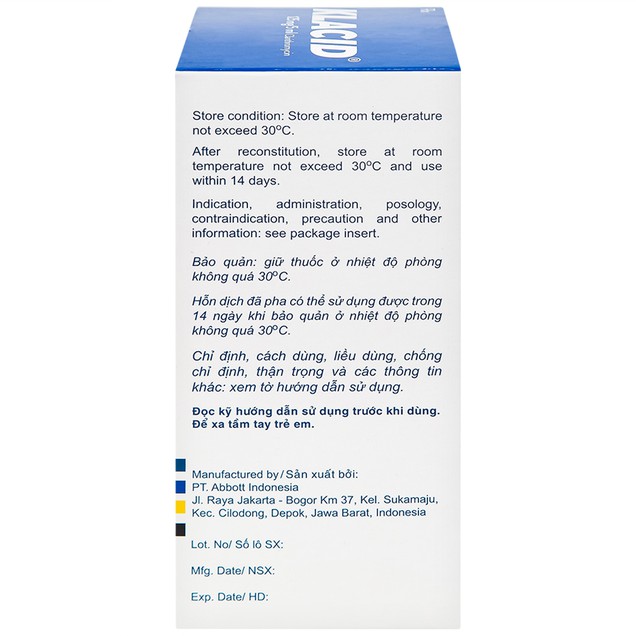 Cốm pha hỗn dịch uống Klacid 125mg/5ml điều trị nhiễm khuẩn đường hô hấp (60ml)