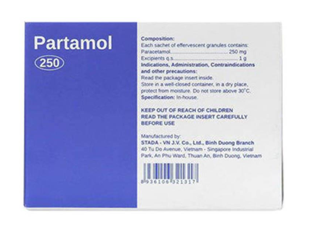 Partamol 250mg Stella (Hộp 20 gói x 1g)