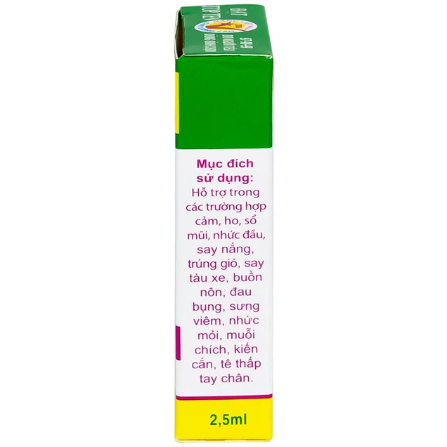 Dầu gió Trường Sơn 2.5ml dùng hỗ trợ trong trường hợp cảm, ho, sổ mũi, nhức đầu (20 chai)