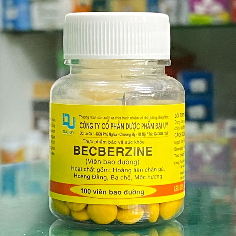 Viên uống hỗ trợ tiêu chảy BECBERZINE (Đại Uy) lọ 100 viên