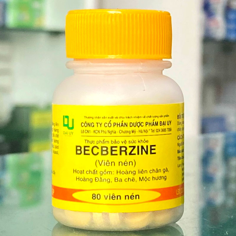 Viên uống hỗ trợ tiêu chảy BECBERZINE (Đại Uy) lọ 80 viên