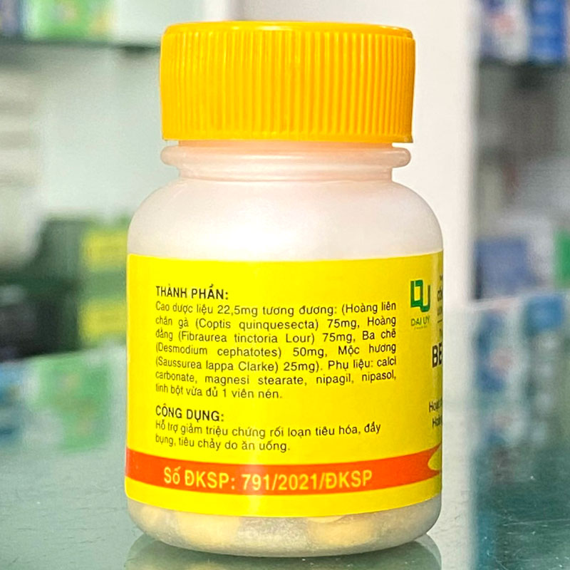 Viên uống hỗ trợ tiêu chảy BECBERZINE (Đại Uy) lọ 80 viên
