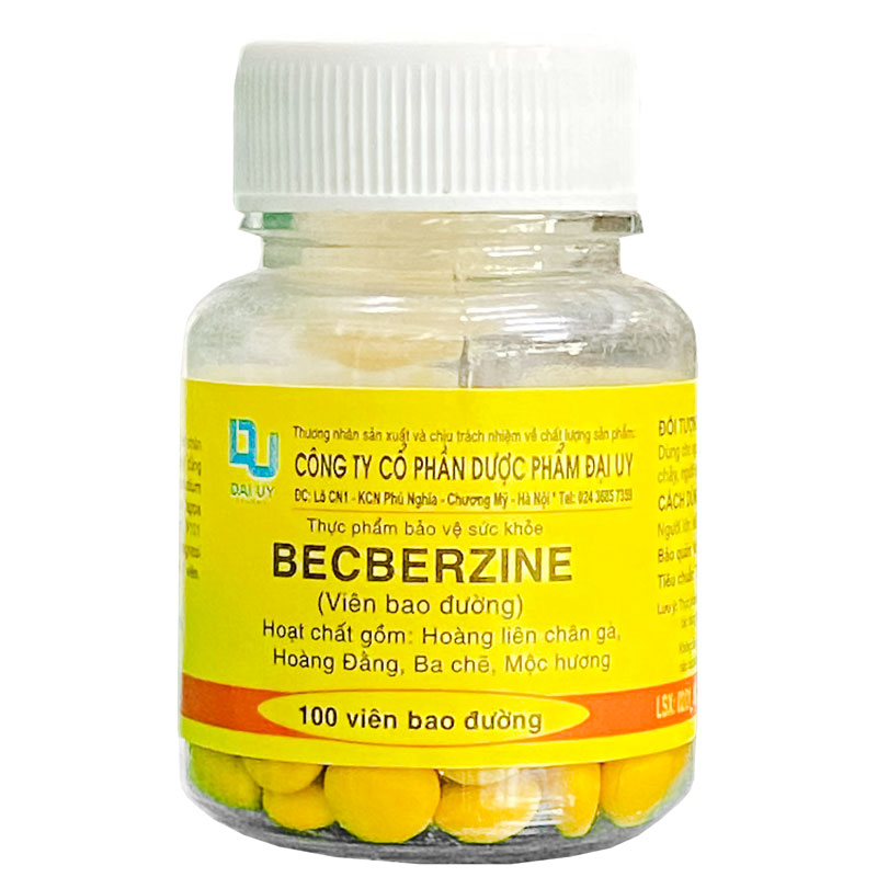 Viên uống hỗ trợ tiêu chảy BECBERZINE (Đại Uy) lọ 100 viên