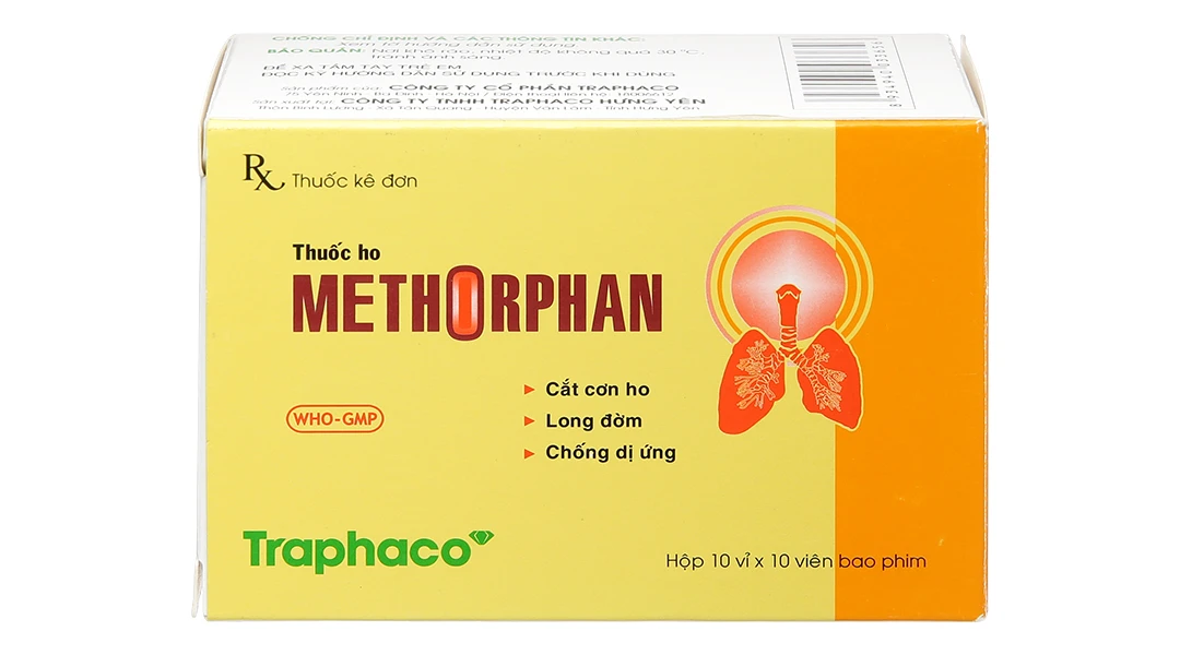 Methorphan trị ho trong bệnh lý hô hấp (10 vỉ x 10 viên)