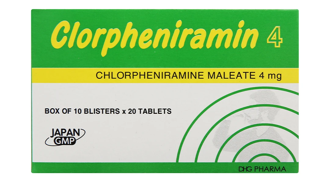Thuốc Clorpheniramin 4 DHG điều trị viêm mũi dị ứng, chảy nước mũi (10 vỉ x 20 viên)
