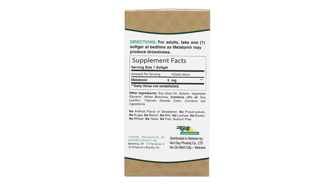 Viên uống Melatonin Nature's Bounty giúp điều hòa giấc ngủ, giúp ngủ sâu giấc (60 viên)
