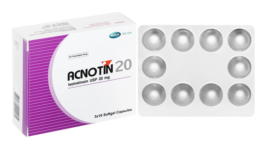 Thuốc Acnotin 20mg MEGA We care điều trị mụn trứng cá nặng (3 vỉ x 10 viên)