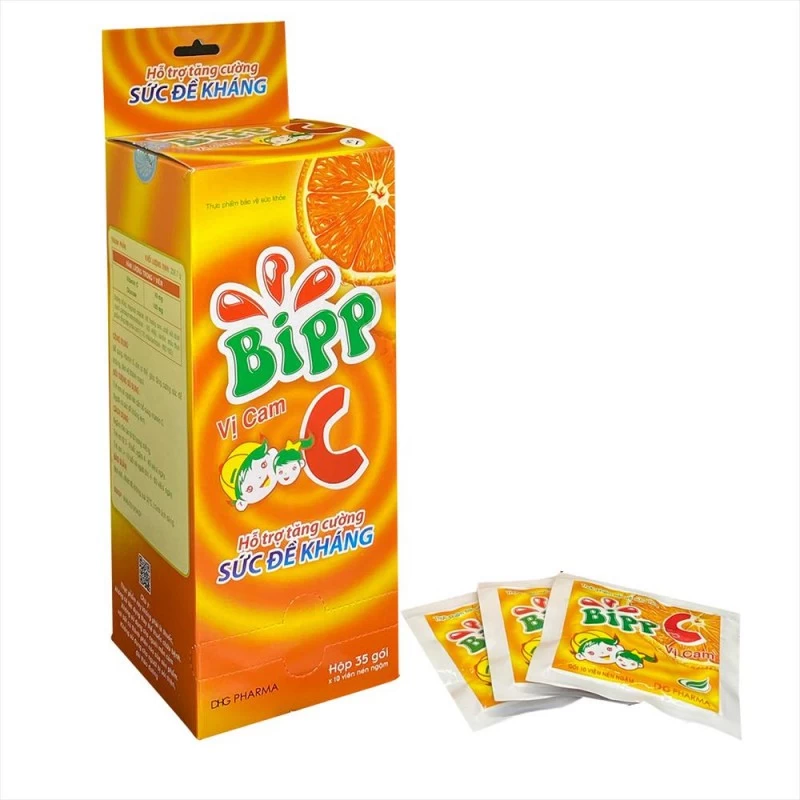 Viên ngậm c Bipp C Hậu giang (Hộp 35 gói x 10 viên)