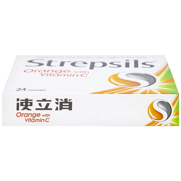 Viên ngậm Strepsils Orange with Vitamin C Lardkrabang-Bangplee (Hộp 24 viên)