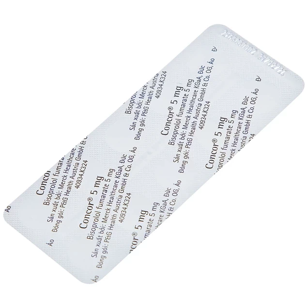 Thuốc Concor 5mg Merck điều trị tăng huyết áp, đau thắt ngực (3 vỉ x 10 viên)