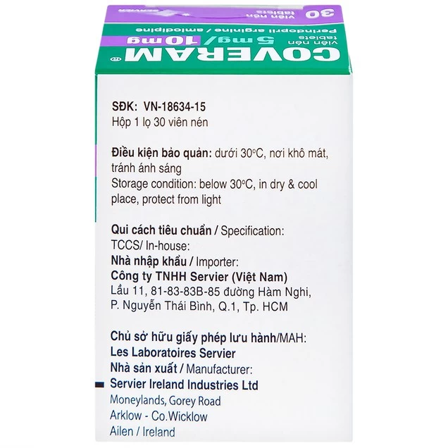 Thuốc Coveram 5mg/10mg Servier điều trị tăng huyết áp (30 viên)