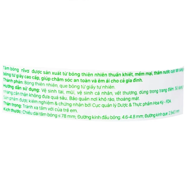 Tăm bông Niva Cotton Buds AJ2 thân giấy 1 đầu tròn 1 đầu xoắn vệ sinh tai, mũi, vết thương (200 que)