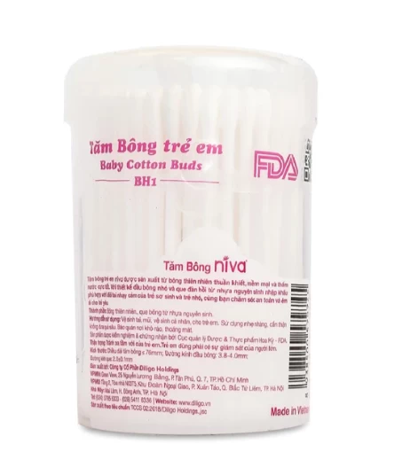 Tăm bông NIVA trẻ em thân nhựa BH1 Diligo (Lọ 150 que)