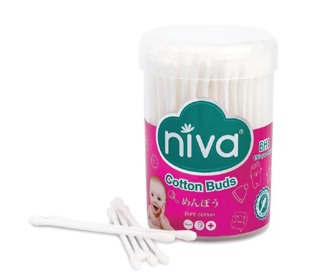 Tăm bông NIVA trẻ em thân nhựa BH1 Diligo (Lọ 150 que)