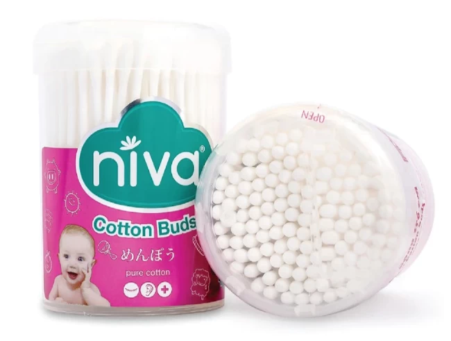 Tăm bông NIVA trẻ em thân nhựa BH1 Diligo (Lọ 150 que)