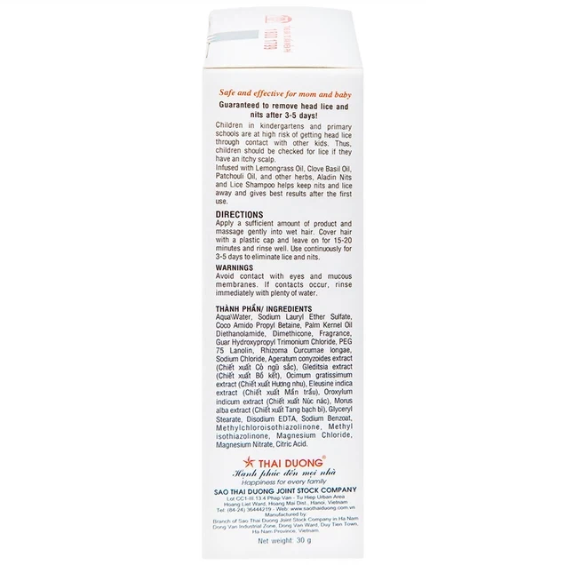 Dầu gội ngừa chấy Aladin Thái Dương (30g)