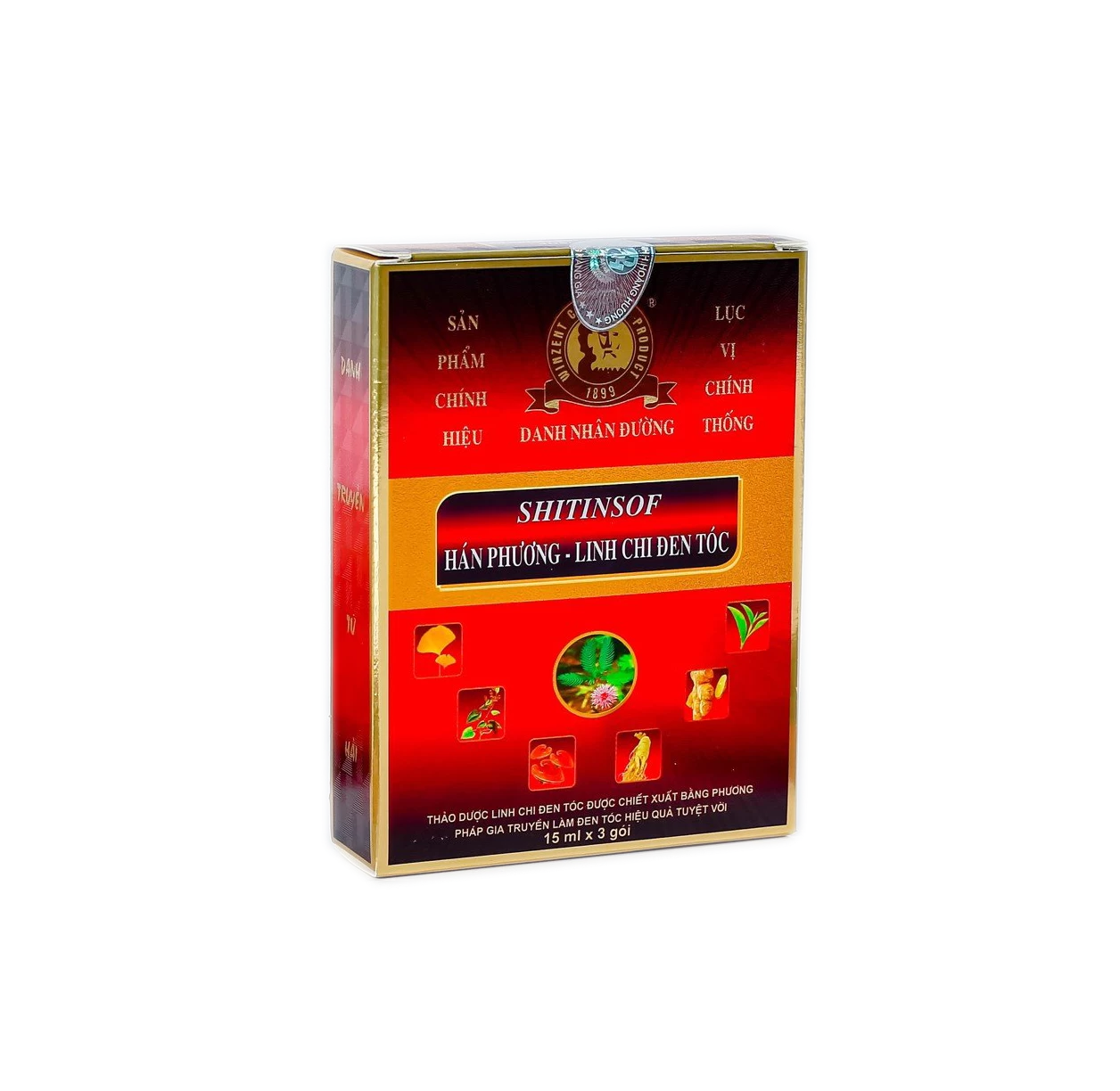Dầu gội Shitinsof Hán phương - Linh chi đen tóc Amepro (Hộp 3 gói x 15ml)