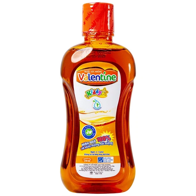 Nước súc miệng trẻ em Valentine Kiddy Thái Dương giúp vệ sinh răng miệng, ngăn ngừa sâu răng (250ml)