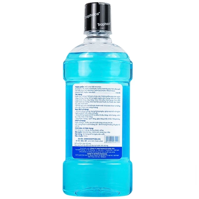 Nước súc miệng T-B Fresh 500ml Traphaco làm sạch răng, miệng, họng, hỗ trợ ngăn ngừa viêm họng, viêm lợi