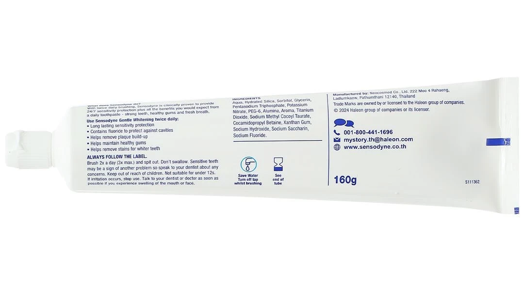 Kem đánh răng Sensodyne Gentle Whitening giúp làm trắng răng tuýp 160g