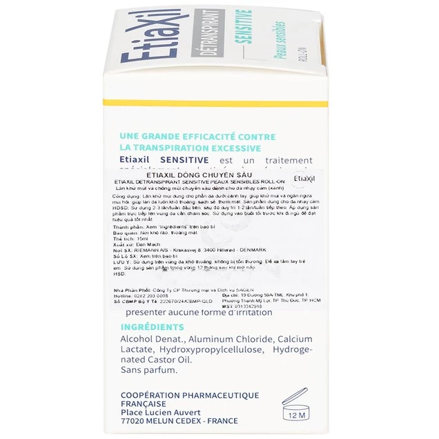 Lăn khử mùi cơ thể Etiaxil Detranspirant Aisselles Peaux Sensibles dành cho da nhạy cảm (15ml)