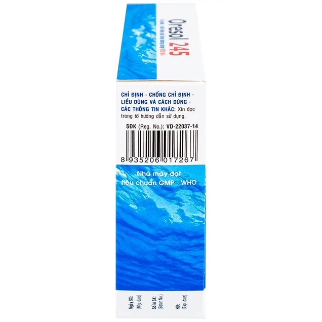 Bột pha uống Oresol 245 DHG Pharma bù nước, bổ sung chất điện giải, điều trị mất nước do tiêu chảy (20 gói x 4.1g)