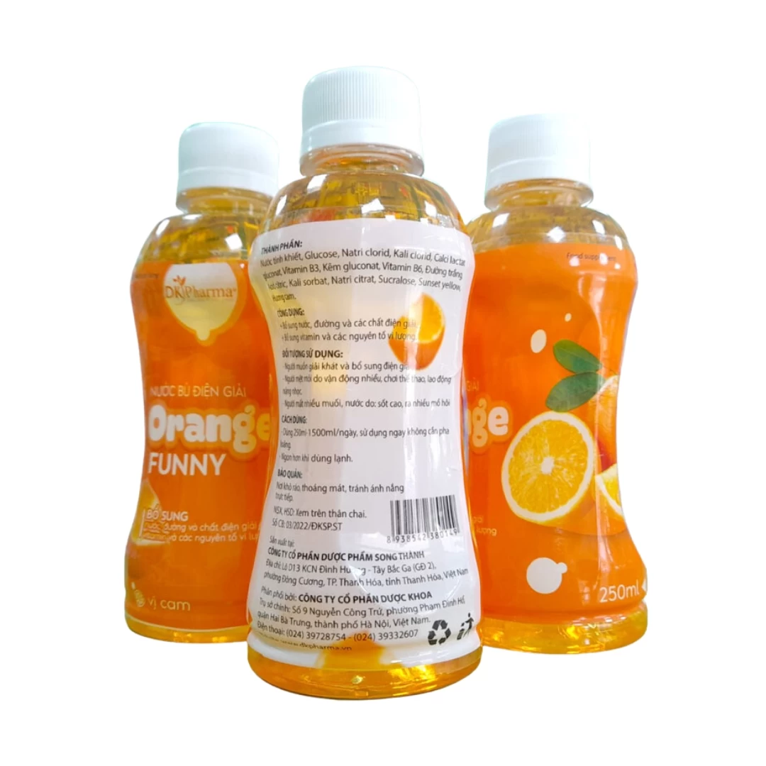 Nước bù điện giải Orange funny DK Pharma (Thùng 24 chai x 250ml)