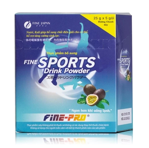 Bột pha Fine Sports Drink Powder hương chanh dây tăng cường thể lực, giảm mệt mỏi, ngăn ngừa mất nước (Hộp 5 gói)