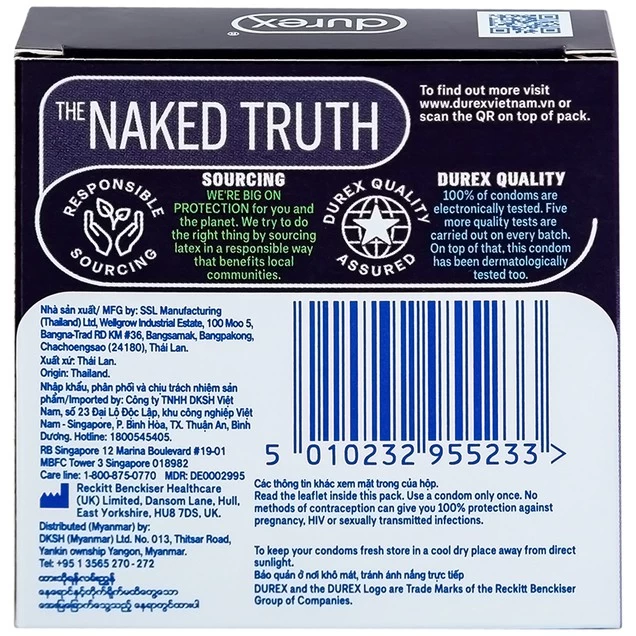 Bao cao su Durex Performa chứa nhiều gel làm mát, kéo dài thời gian quan hệ (3 cái)