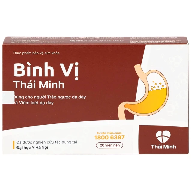 Viên uống Bình Vị Thái Minh hỗ trợ giảm acid dịch vị, giúp bảo vệ niêm mạc dạ dày (2 vỉ x 10 viên)