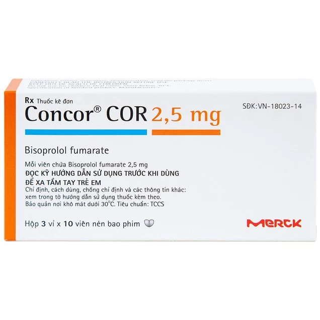 Thuốc Concor Cor 2.5mg Merck điều trị suy tim mãn tính (3 vỉ x 10 viên)