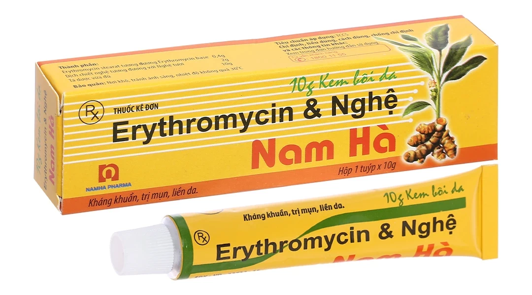 Kem bôi da Erythromycin & Nghệ Nam Hà điều trị mụn nhọt, trứng cá (10g)